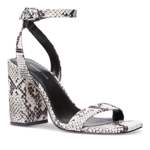 Michael Kors Shoes - Michael Kors Snake-Print Ankle Strap Block Heel Sandals Sz 5 RIGHT SHOE ONLY